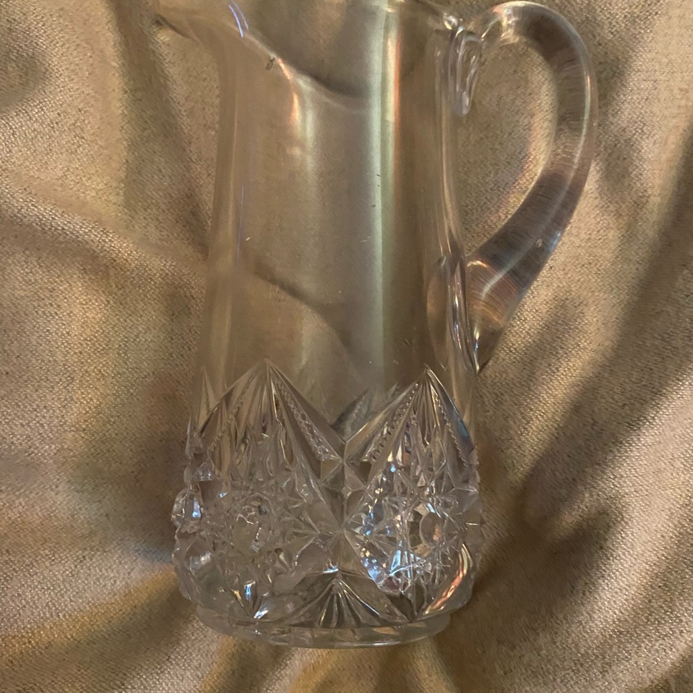 Beautiful vintage heavy cut glass pitcher small